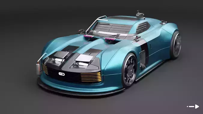 RAY - retro future cyber car Free low-poly 3D model RAY - retro future cyber car Free low-poly 3D model