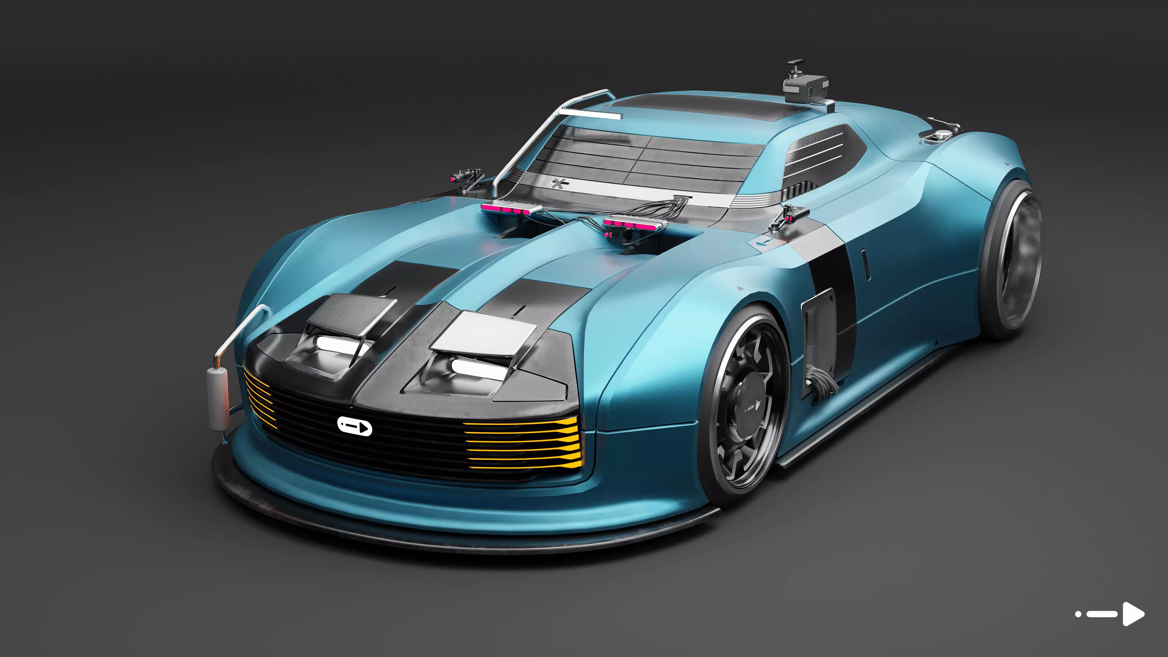 RAY - retro future cyber car Free low-poly 3D model_0