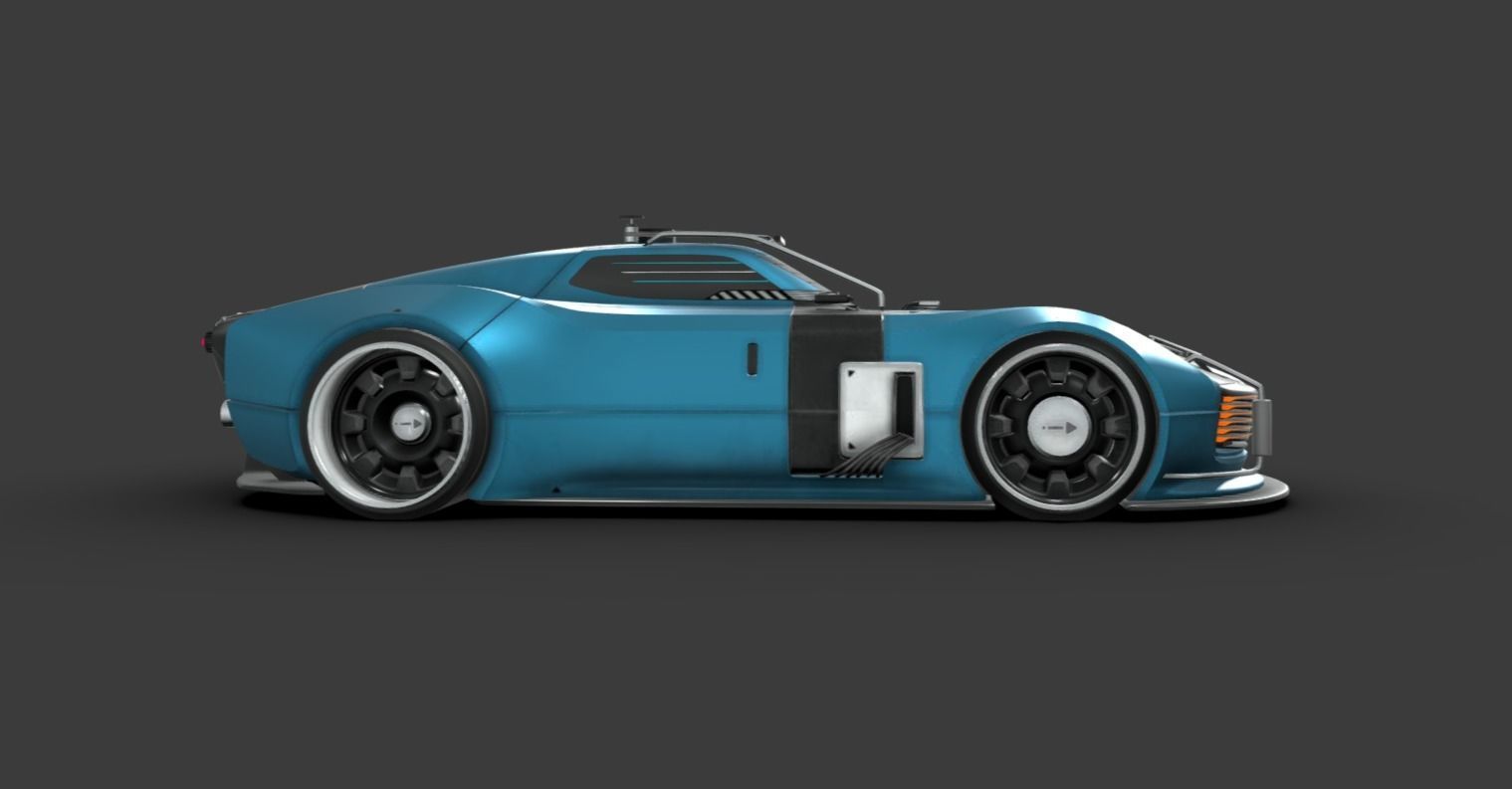 RAY - retro future cyber car Free low-poly 3D model_5