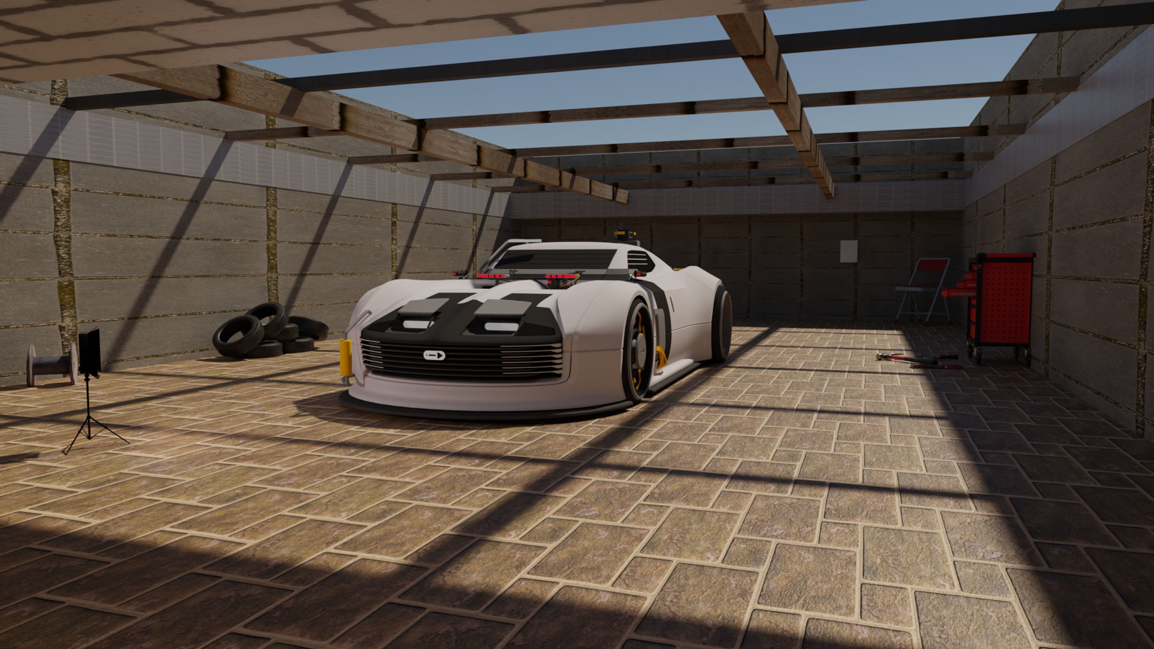 RAY - retro future cyber car Free low-poly 3D model_1