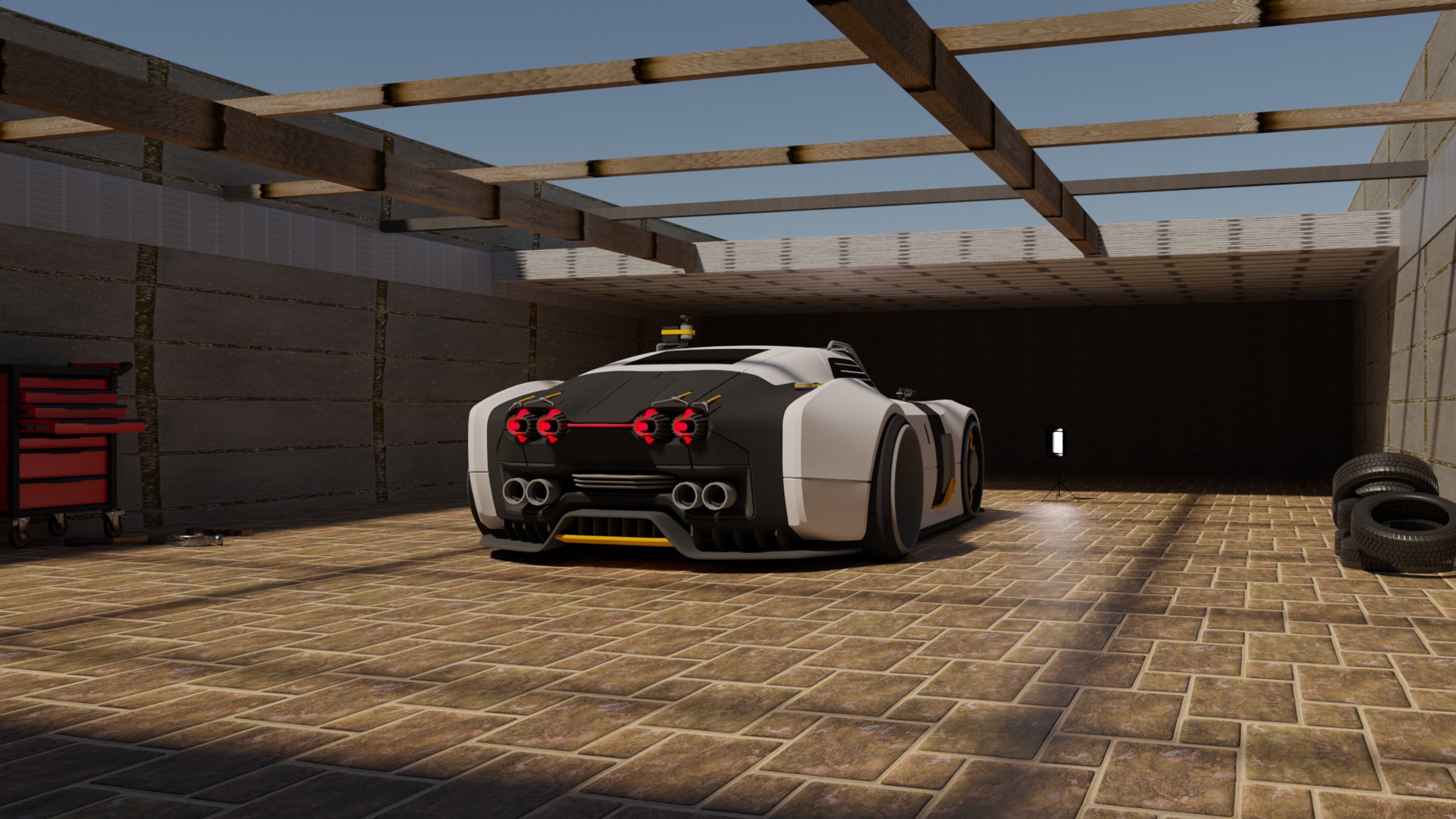 RAY - retro future cyber car Free low-poly 3D model_2