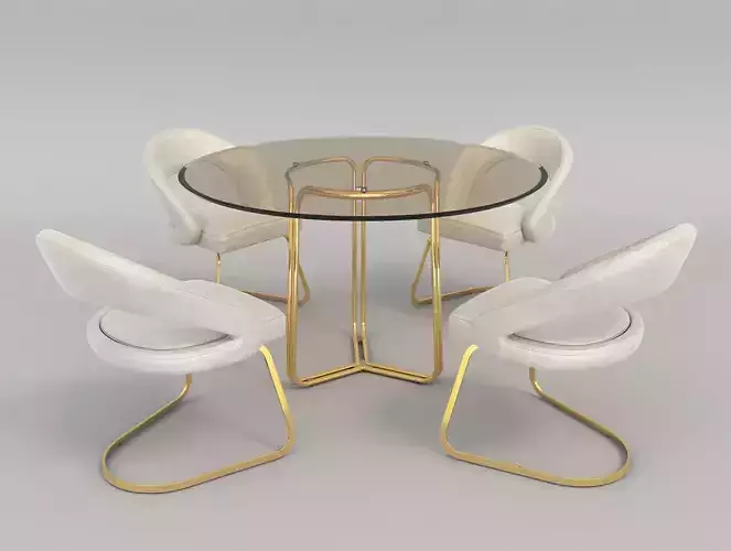 Modern Dining Table and Chairs 32 3D model