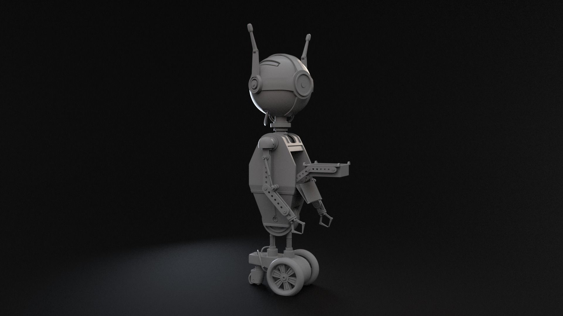 Cute rigged little robot Low-poly 3D model_5