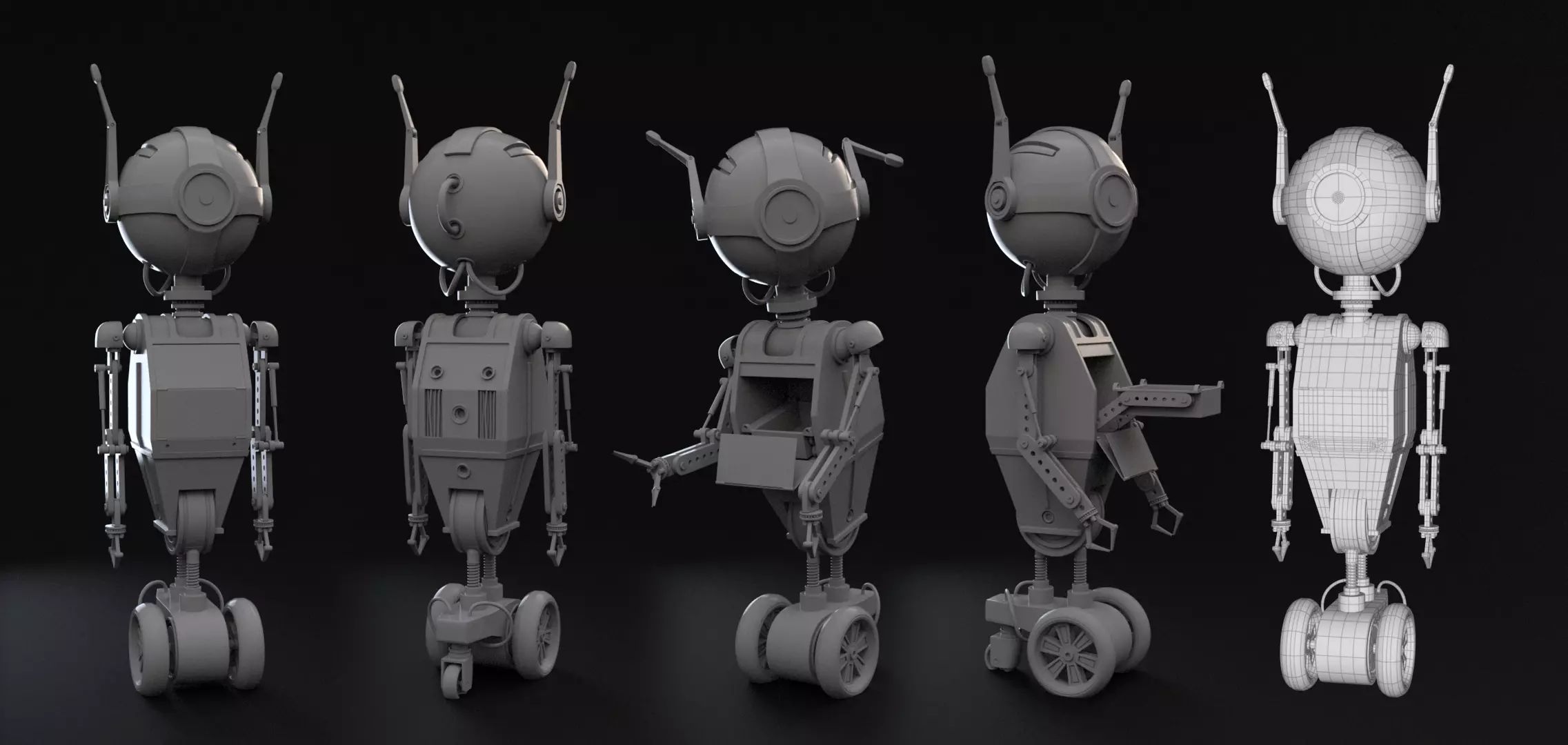 Cute rigged little robot Low-poly 3D model_0