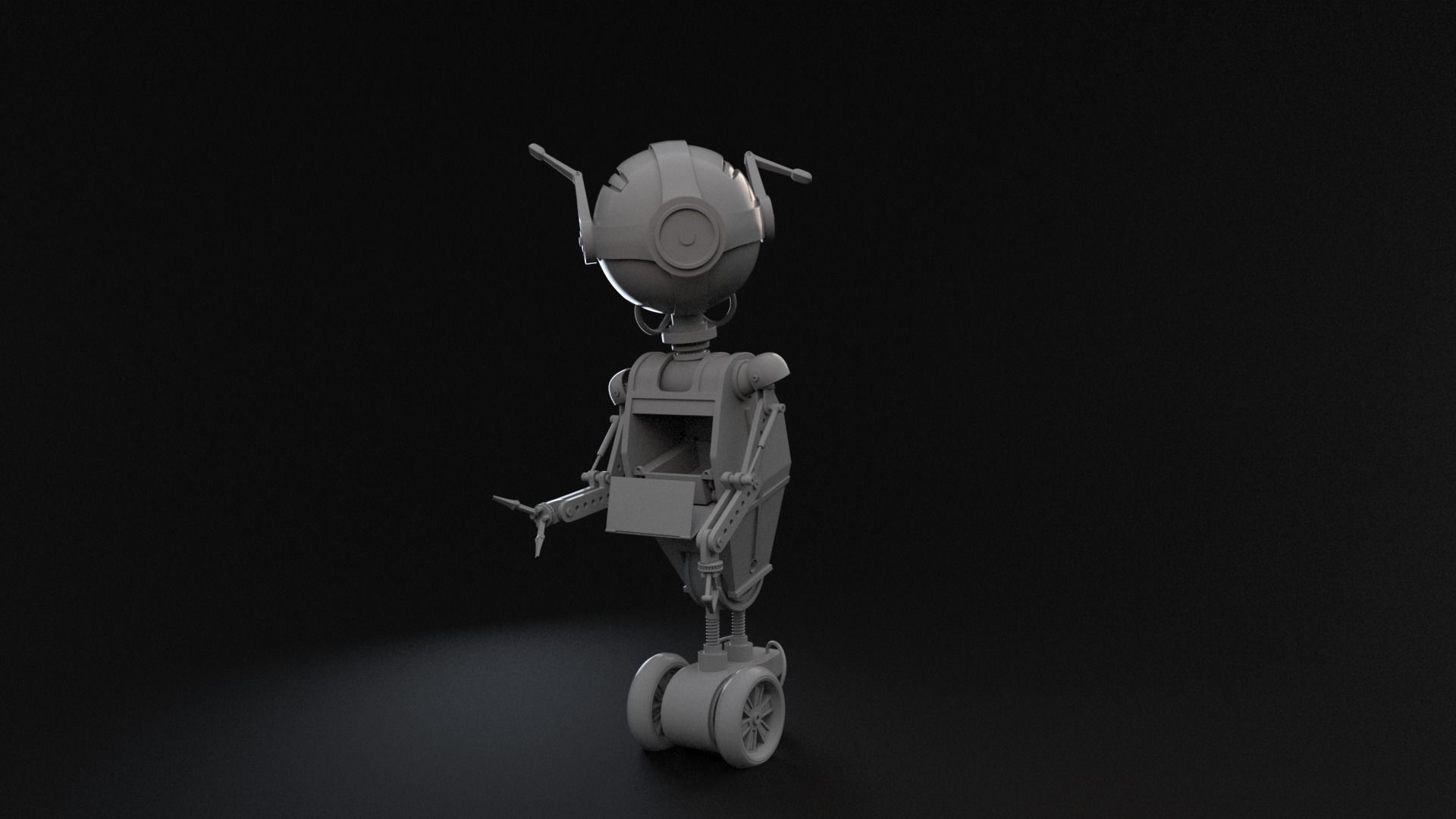 Cute rigged little robot Low-poly 3D model_6