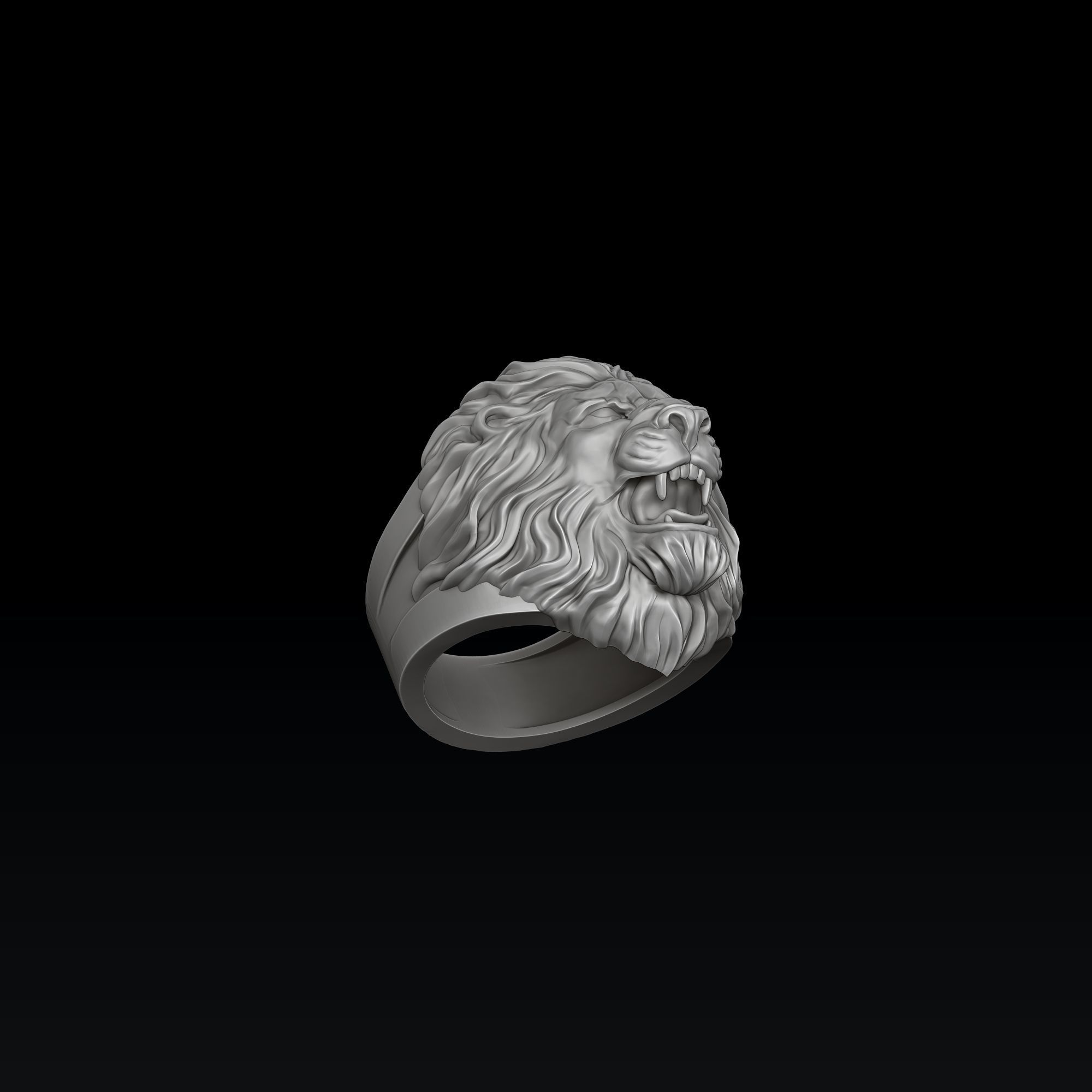 Classic Angry Lion ring 3D print model_5