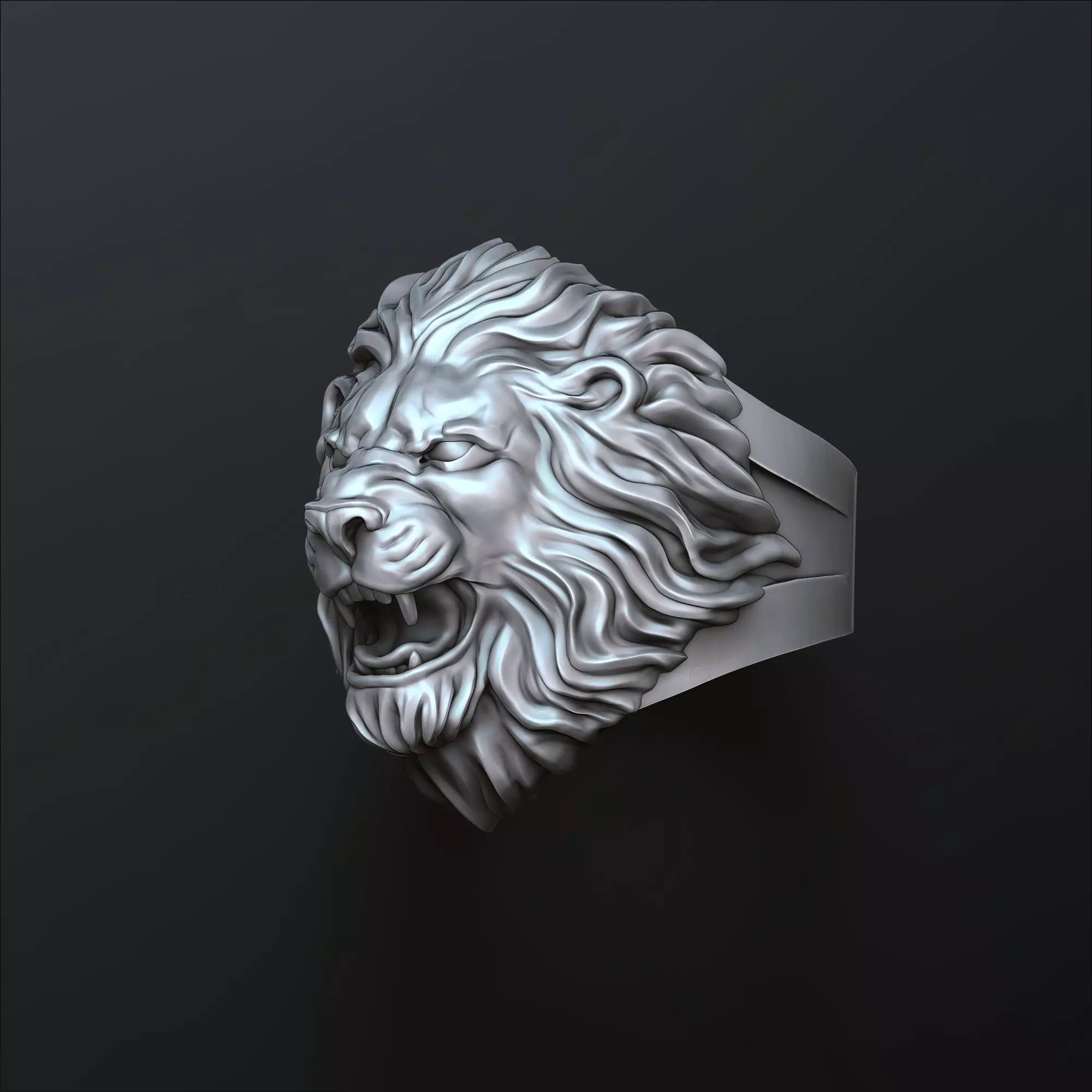 Classic Angry Lion ring 3D print model_0