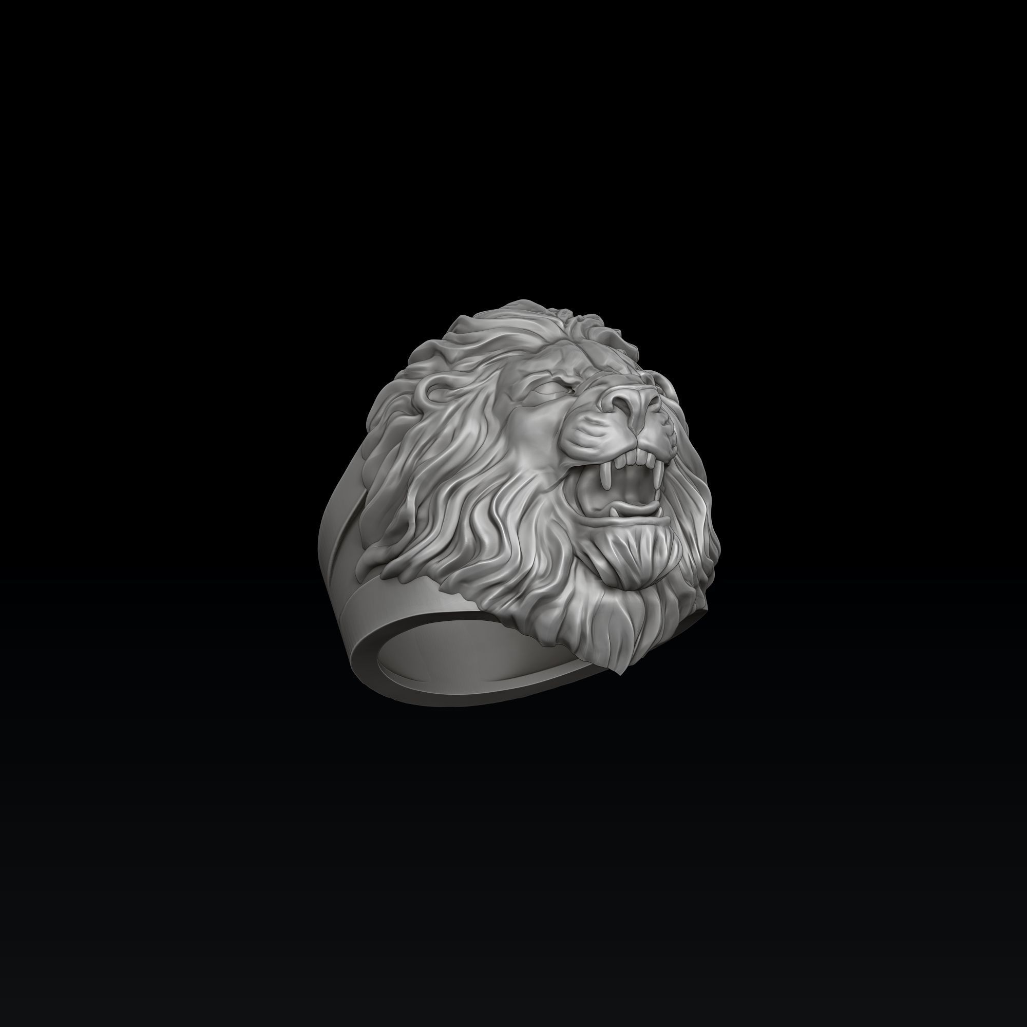 Classic Angry Lion ring 3D print model_1