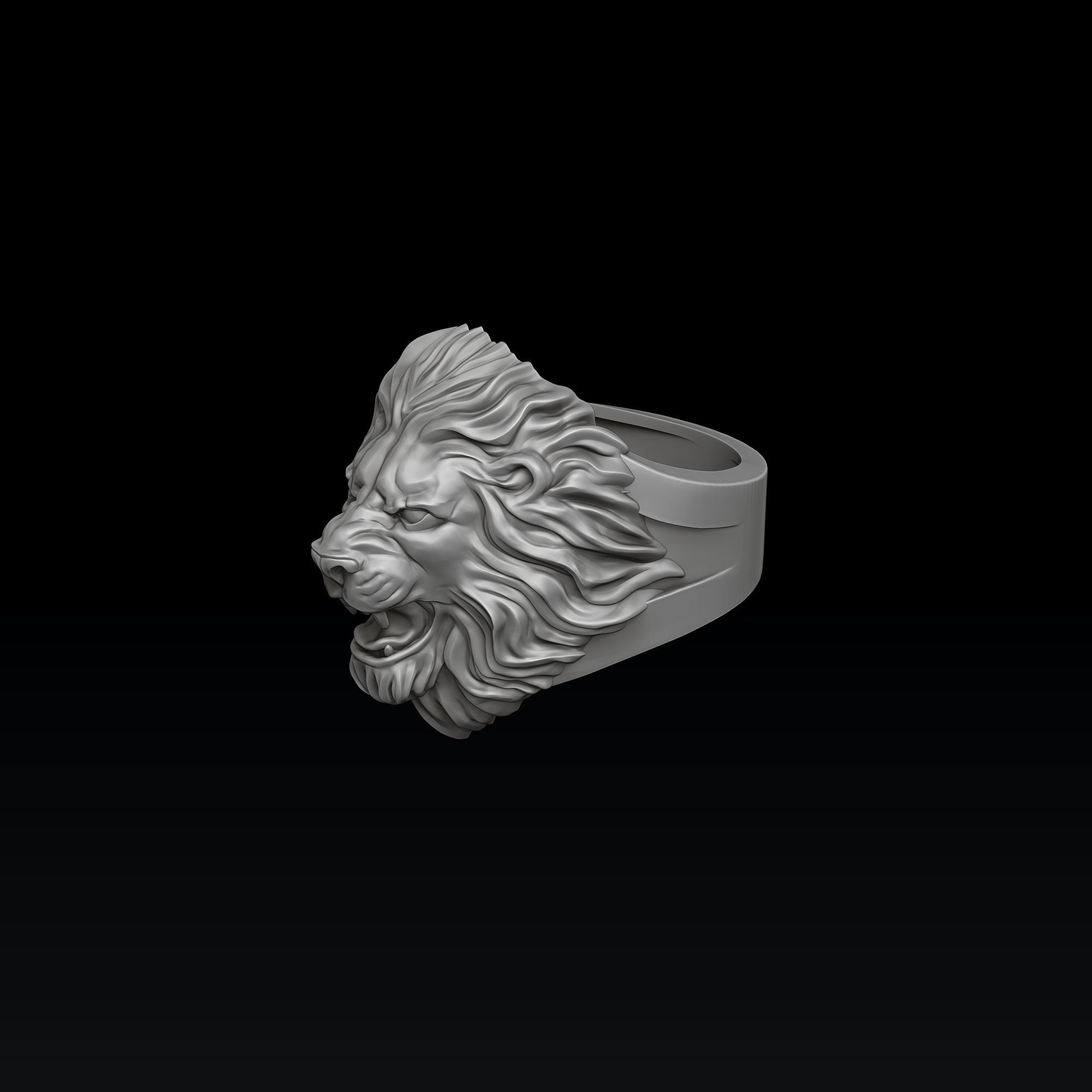 Classic Angry Lion ring 3D print model_3
