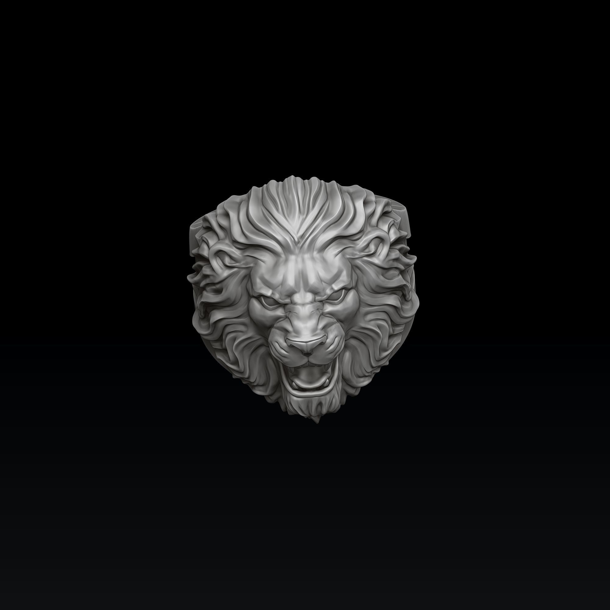 Classic Angry Lion ring 3D print model_4