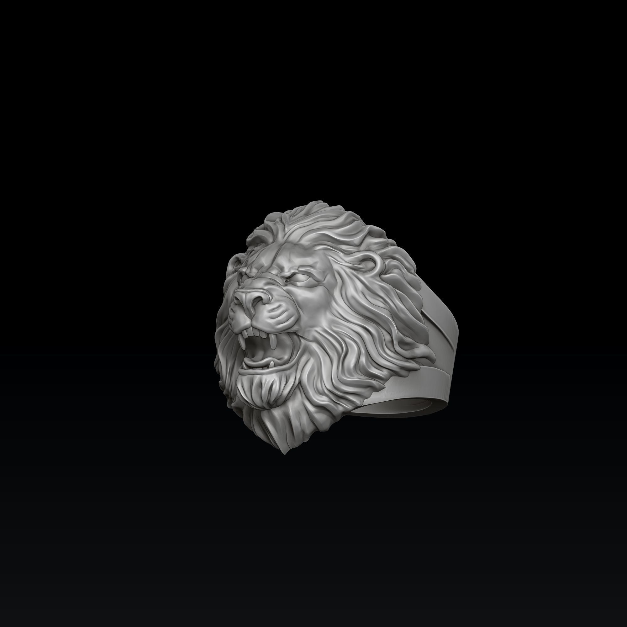 Classic Angry Lion ring 3D print model_2