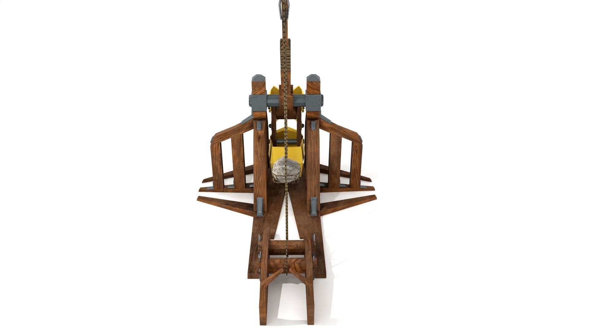 Low Poly Trebuchet with 4K Textures Low-poly 3D model_3