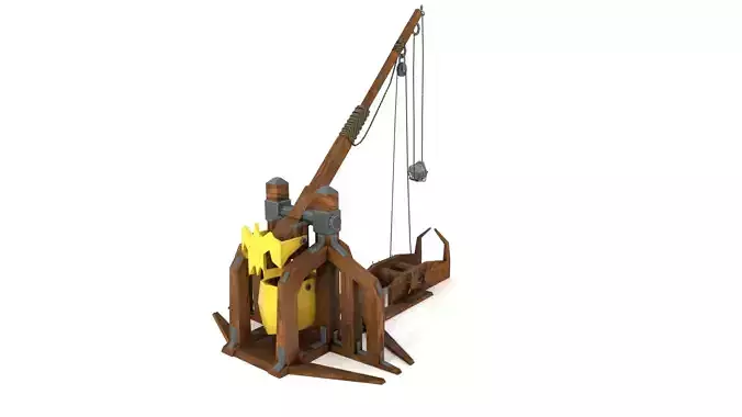 Low Poly Trebuchet with 4K Textures Low-poly 3D model