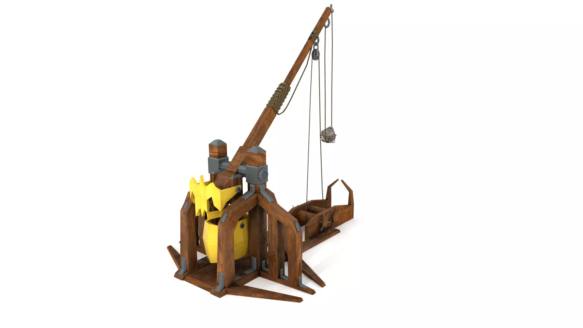 Low Poly Trebuchet with 4K Textures Low-poly 3D model_0