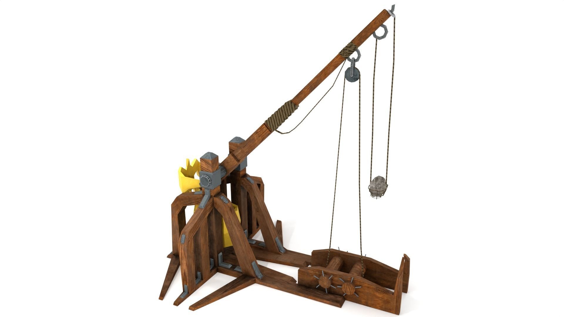Low Poly Trebuchet with 4K Textures Low-poly 3D model_2