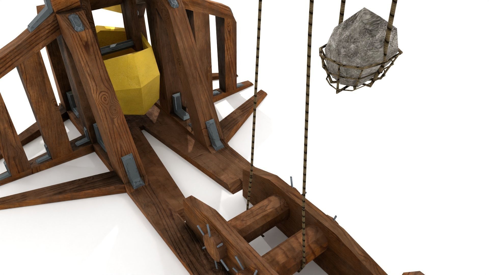 Low Poly Trebuchet with 4K Textures Low-poly 3D model_5