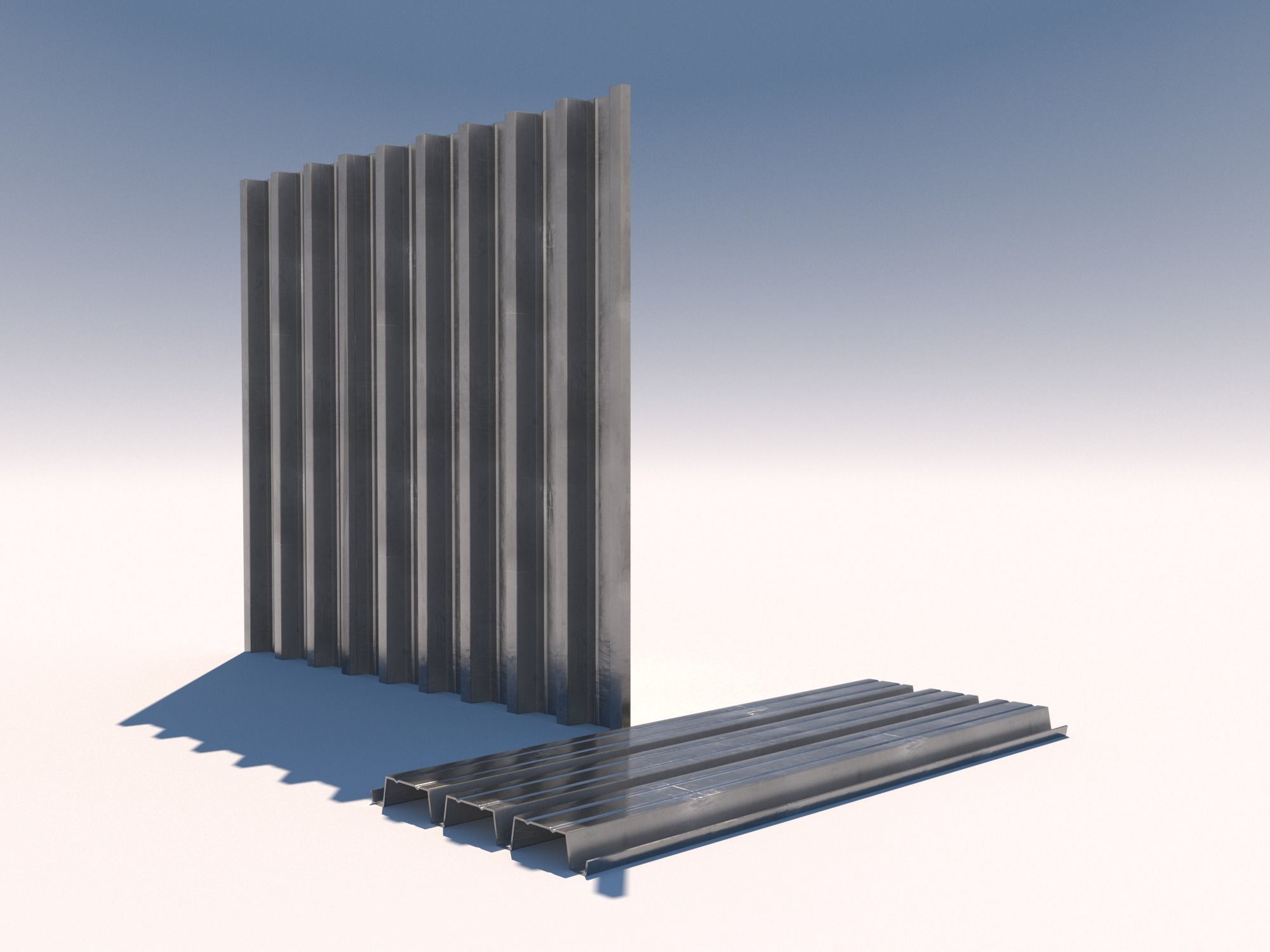 Corrugated galvanized sheets 8 Low-poly 3D model_5
