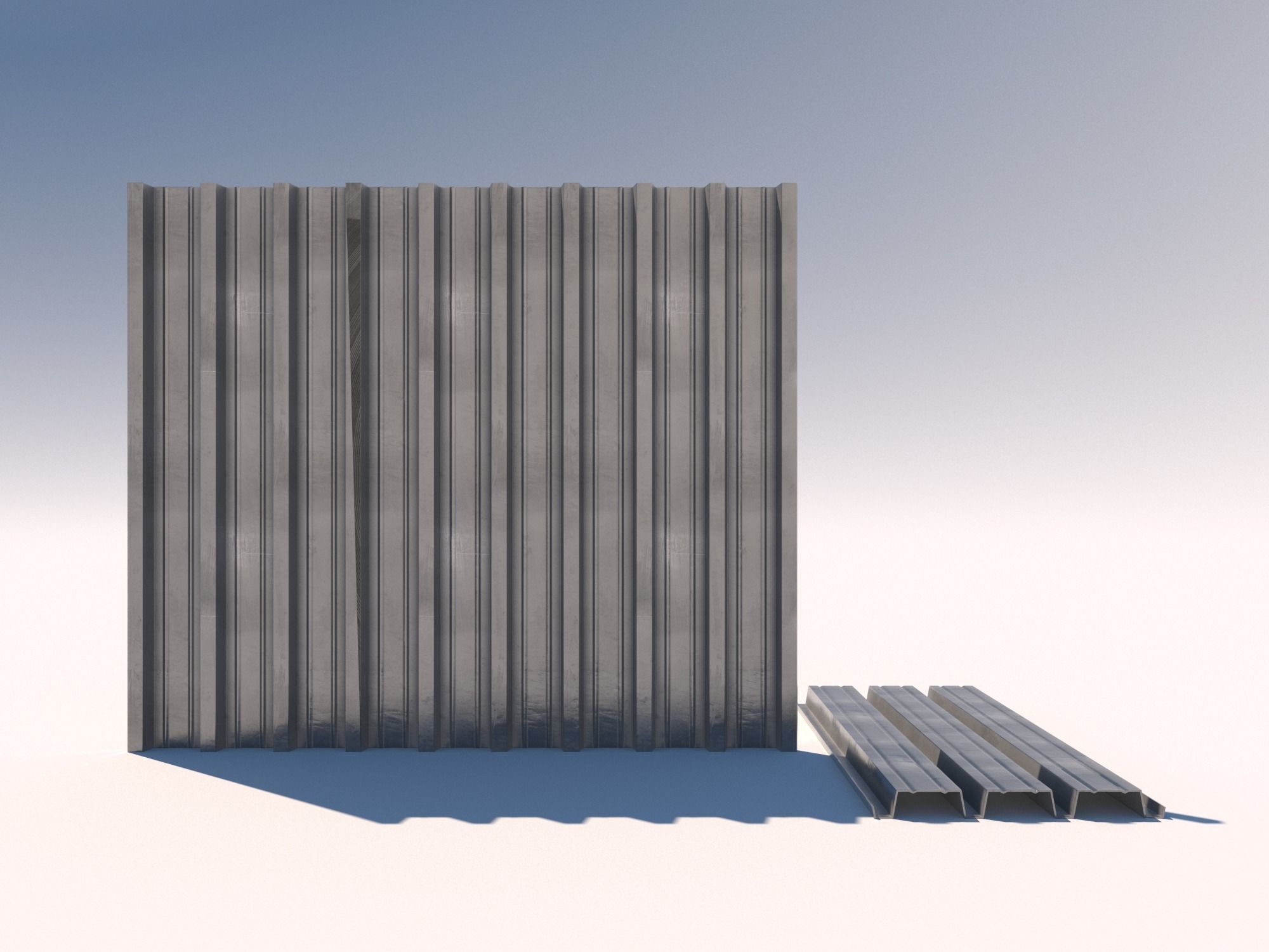 Corrugated galvanized sheets 8 Low-poly 3D model_4