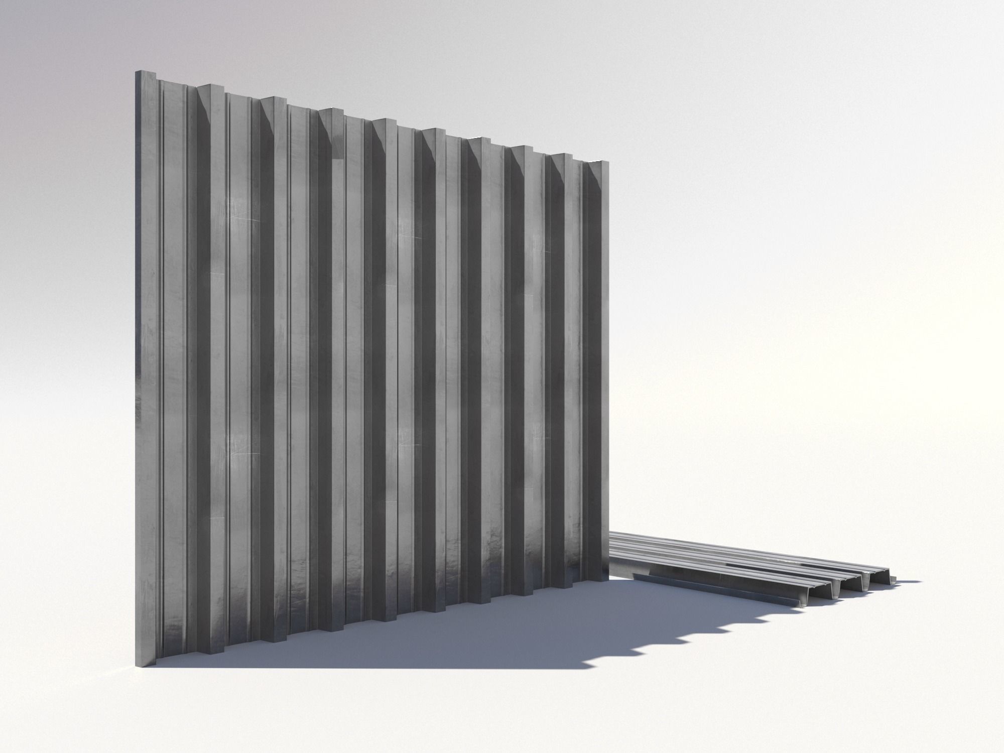 Corrugated galvanized sheets 8 Low-poly 3D model_3