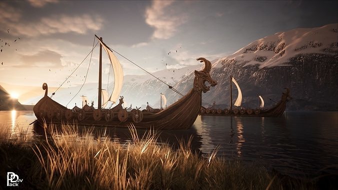 Viking Environment 46 Assets Low-poly 3D model