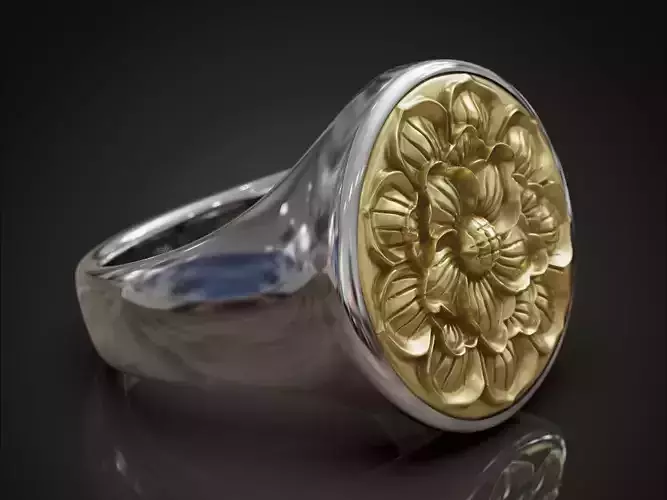 Flower signet ring