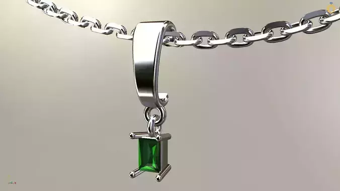 Baguette gemstone pendant Box 2x3mm