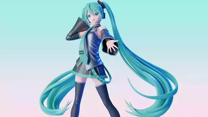 Hatsune Miku 3D Print Figure  3D print model
