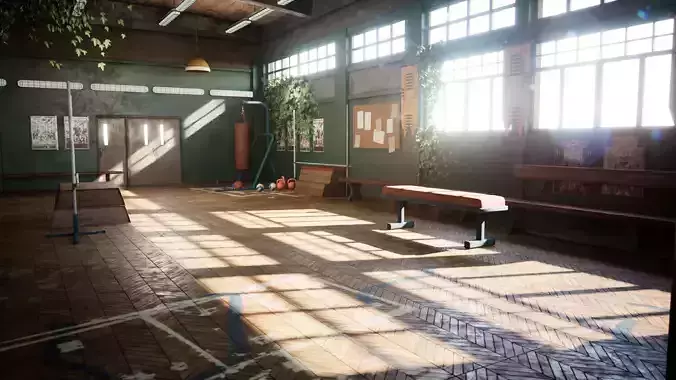 Highschool Gym 34 Assets Low-poly 3D model