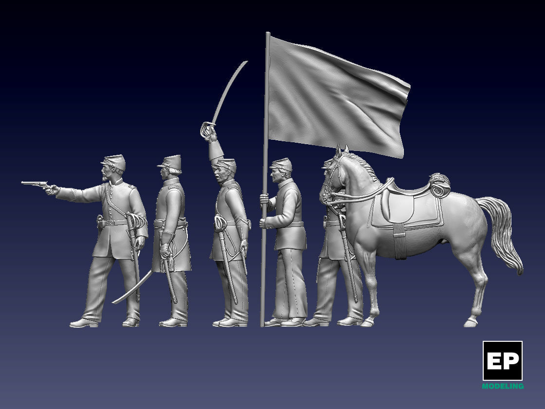 union officers acw 3D print model_25