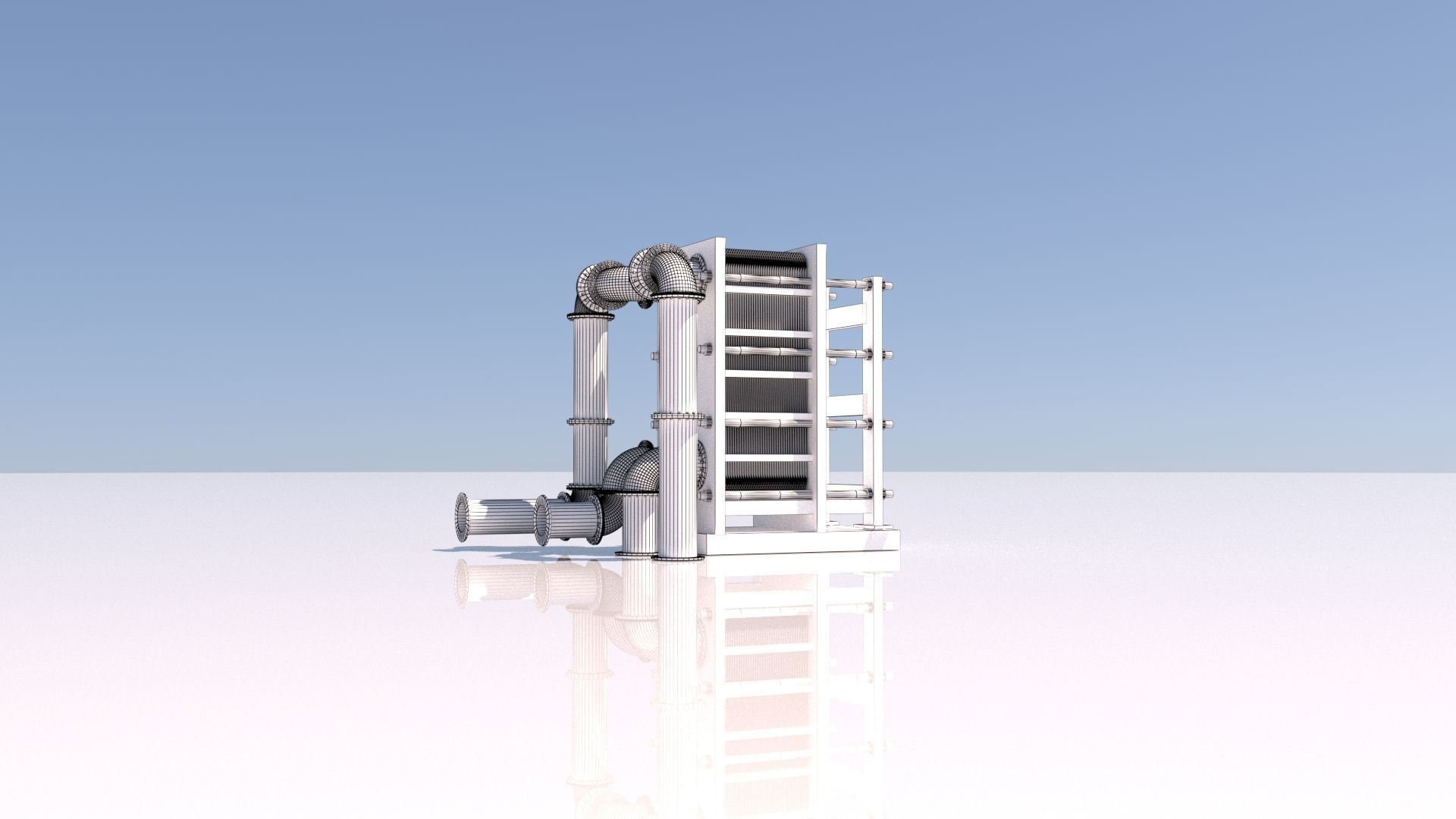 Refinery Plate Heat exchanger 04 3D model_34