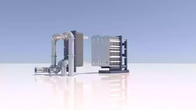 Refinery Plate Heat exchanger 04 3D model