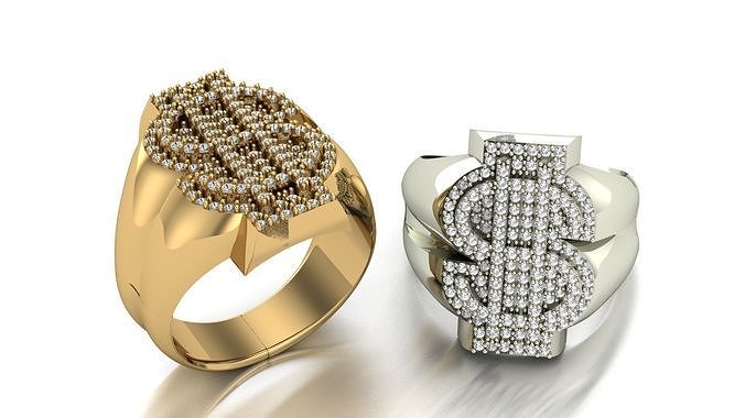Hip Hop Dollar iced Ring 3D print model