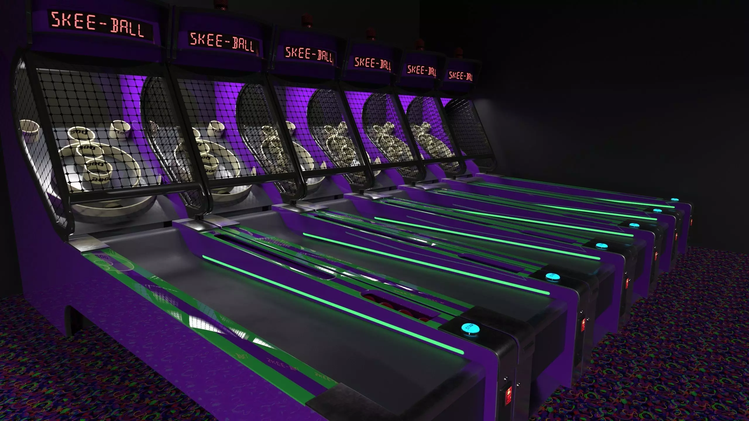 Skee-Ball Arcade Machine Low-poly 3D model_0