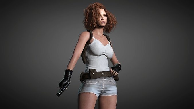Action Girl  Low-poly 3D model