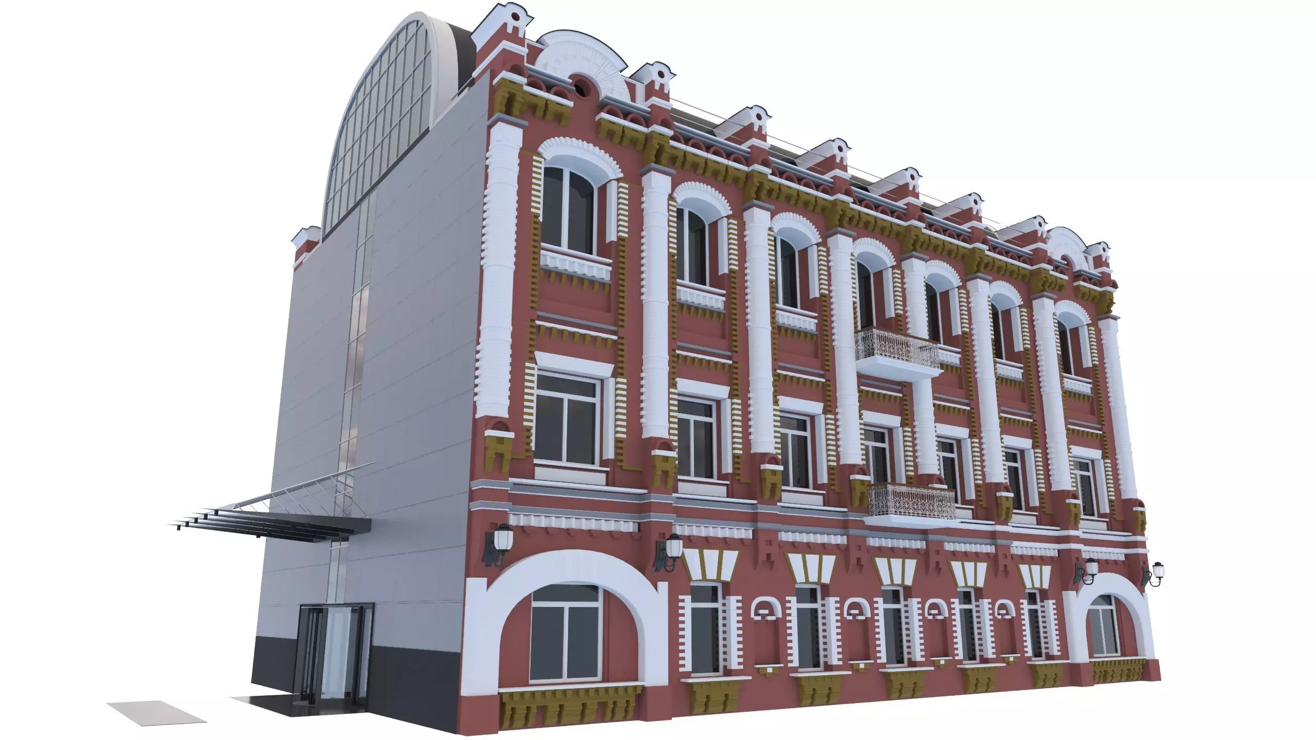 Modern and Italian Renaissance residential building 7 3D model_0