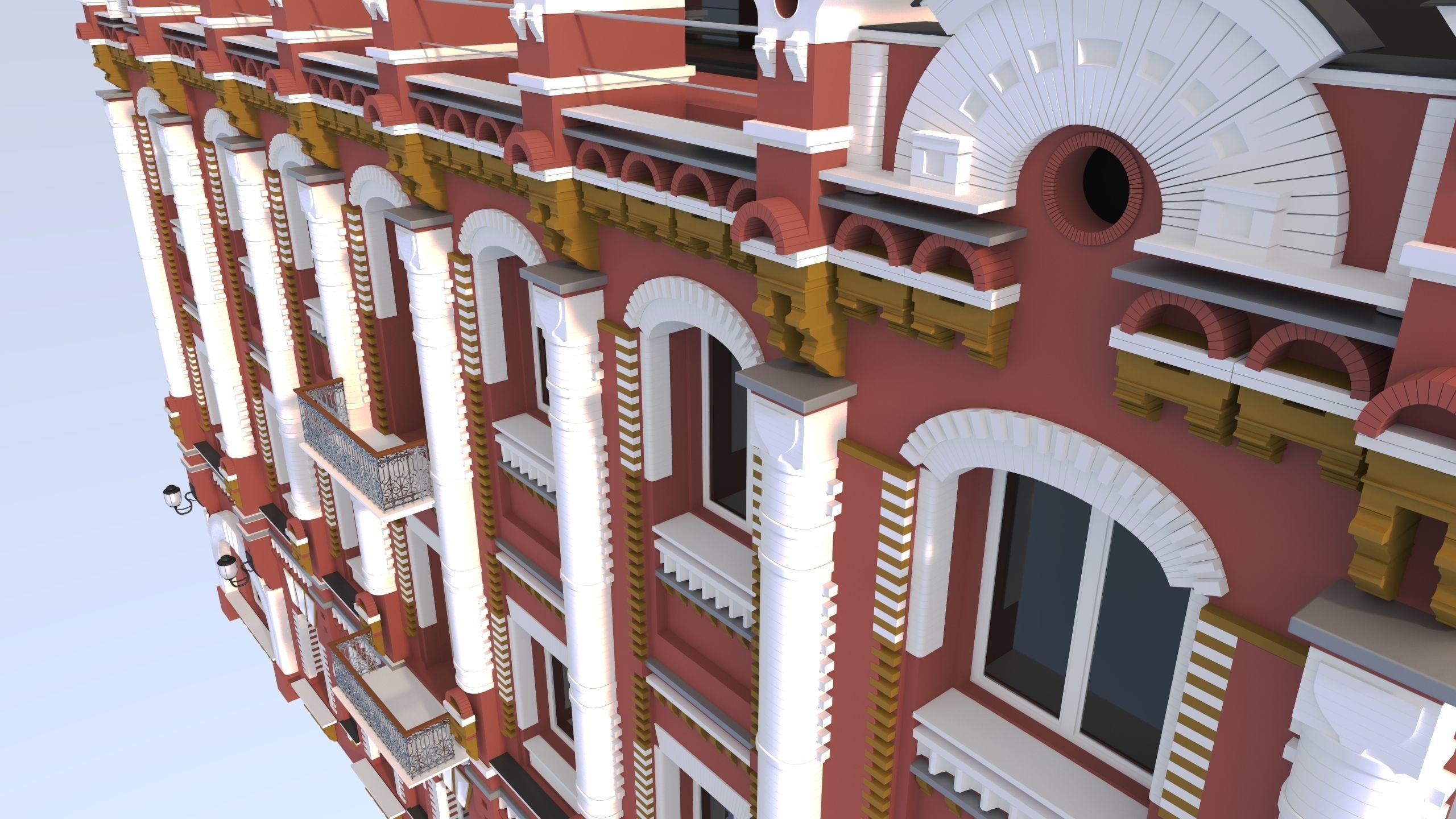 Modern and Italian Renaissance residential building 7 3D model_6