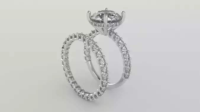Engagement Ring With Eternity band Set 