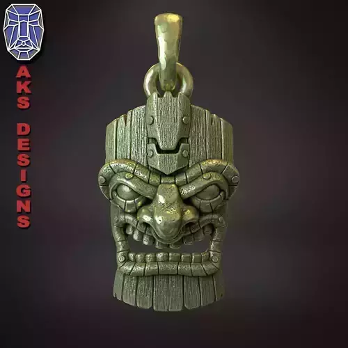 Pendant jewelry organic Tribal mask v173