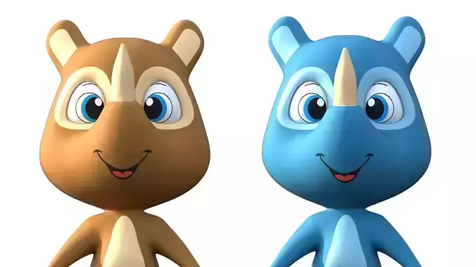 Cute Rhinoceros Cartoon Character model