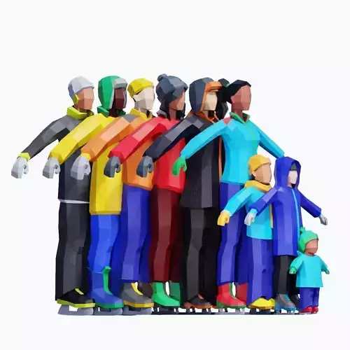 Ice Skating People - Animated and Rigged Low-poly 3D model