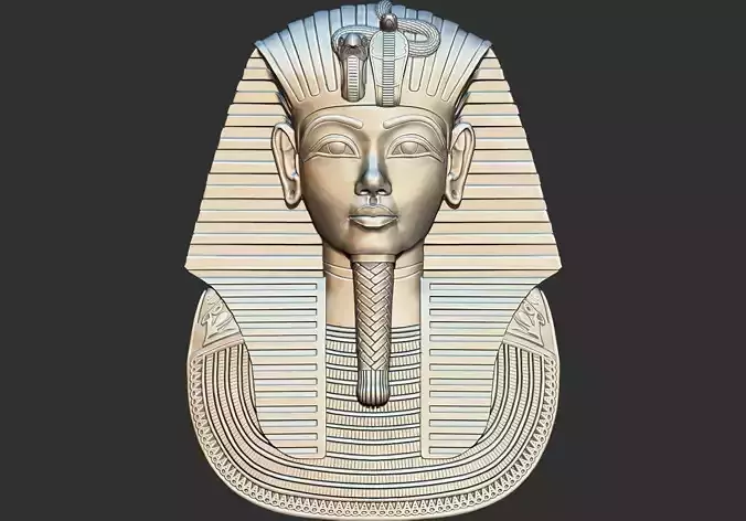 tutankhamun Mask Relief Coin 3d printing model stl cnc 3D print model