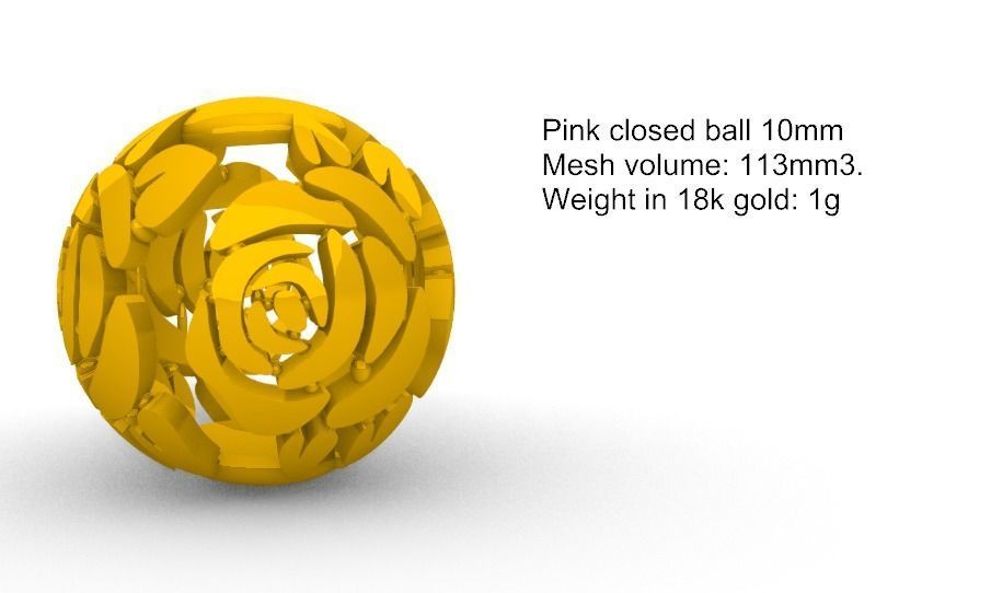 Bola cerrada rosa 10mm Pink closed ball 10mm SM 3D print model_4
