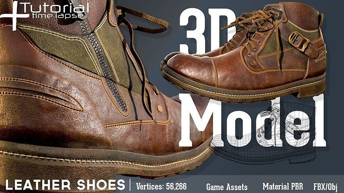 Leather Boot 3D Model Low-poly 3D model