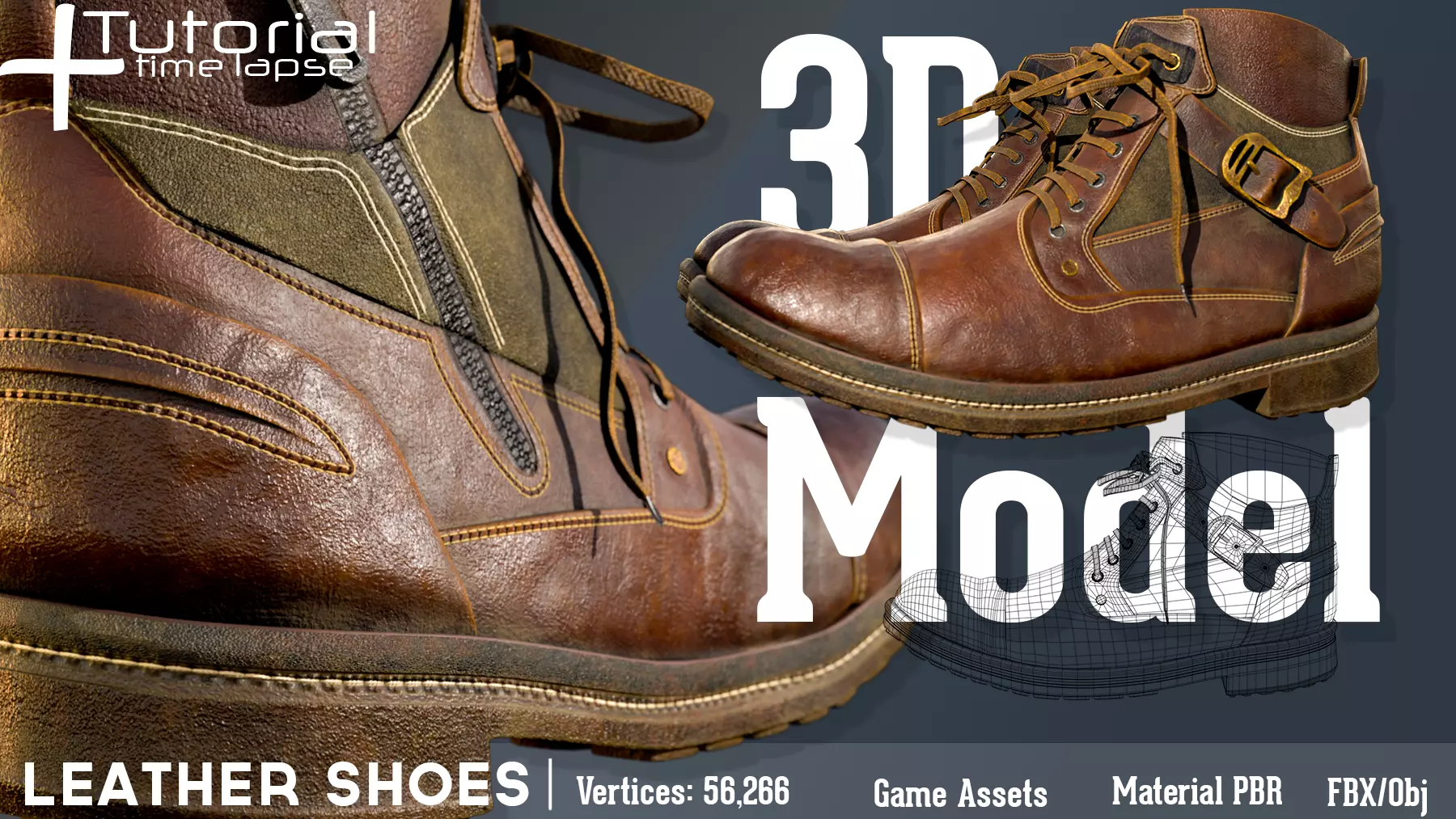 Leather Boot 3D Model Low-poly 3D model_0