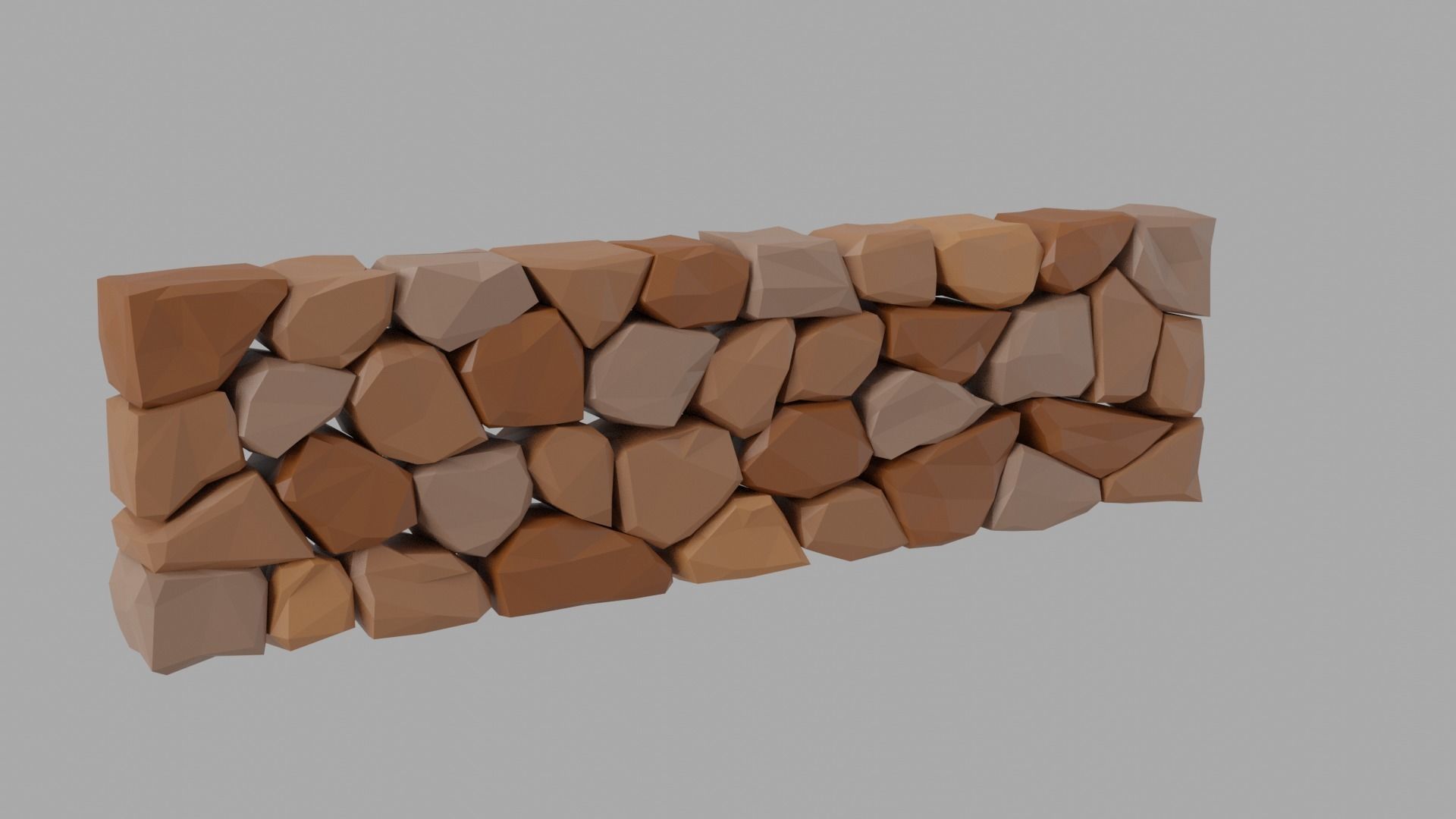 Stone Wall Low-poly 3D model_6