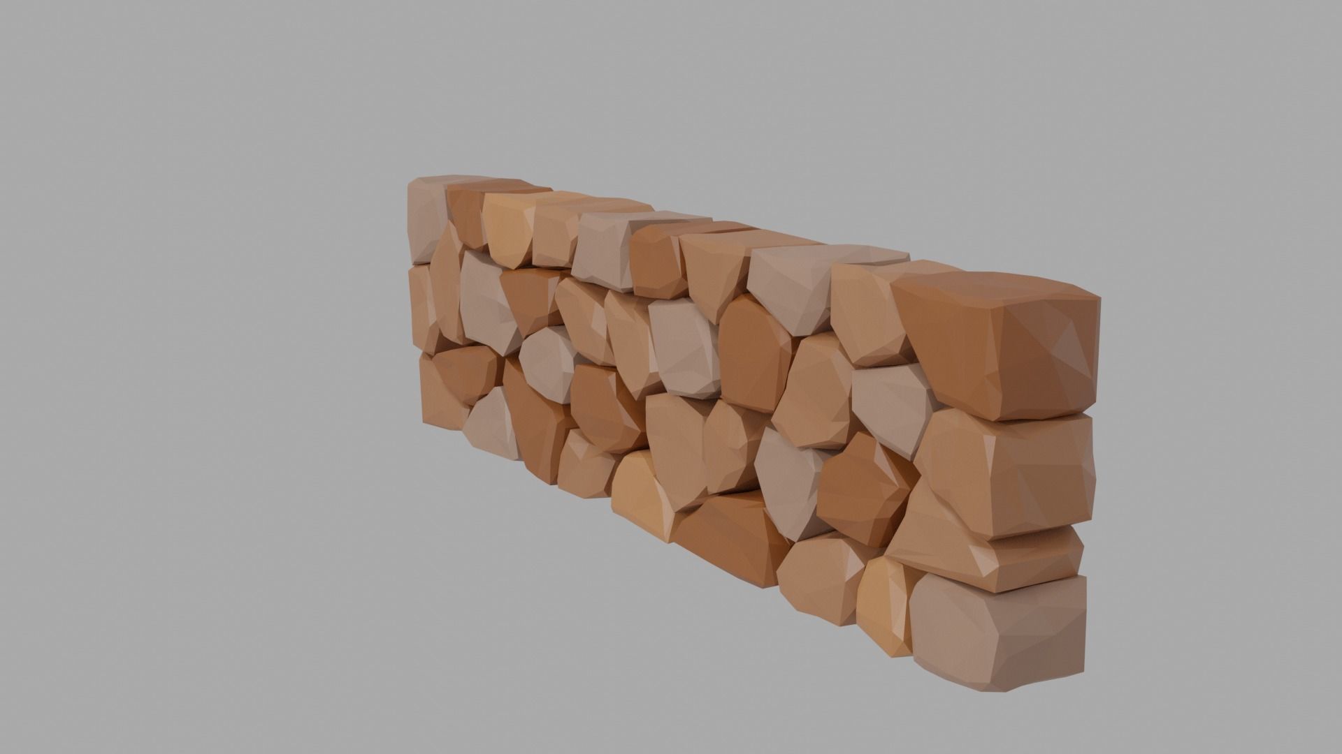 Stone Wall Low-poly 3D model_10
