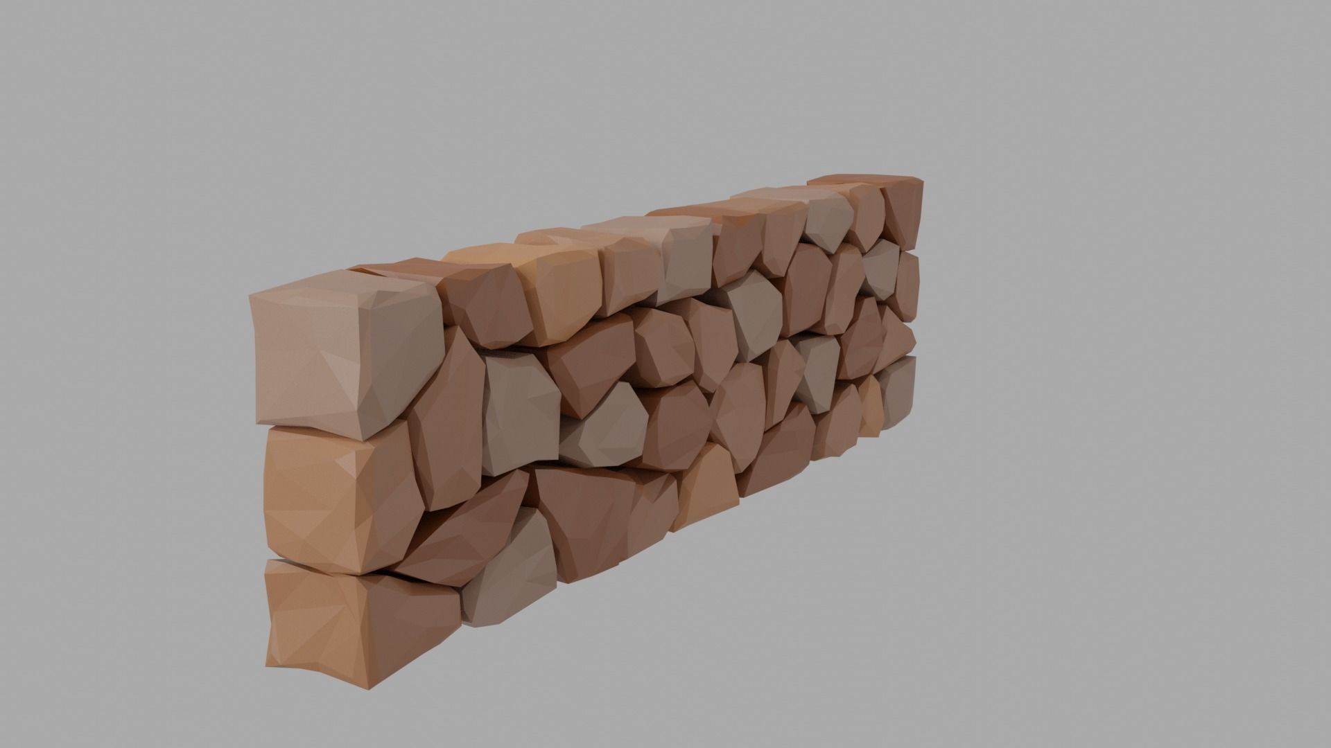 Stone Wall Low-poly 3D model_5
