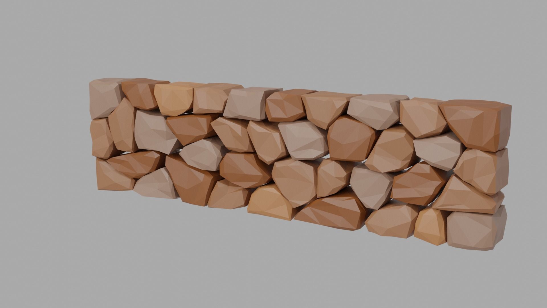 Stone Wall Low-poly 3D model_11