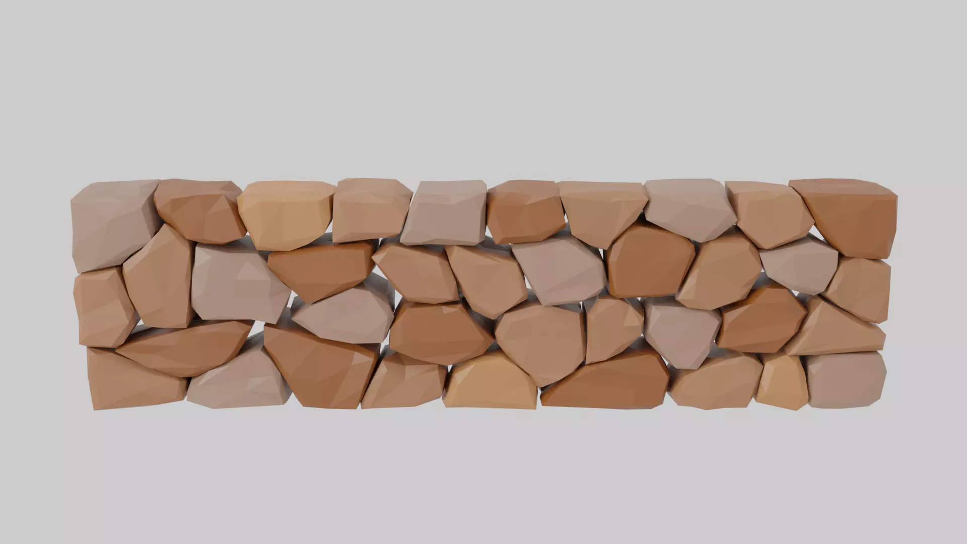 Stone Wall Low-poly 3D model_0