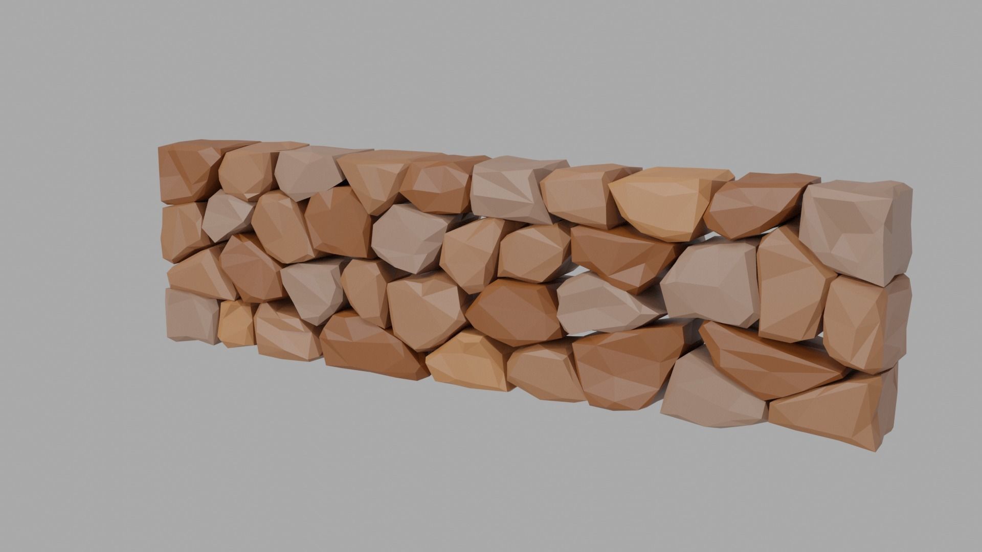 Stone Wall Low-poly 3D model_3